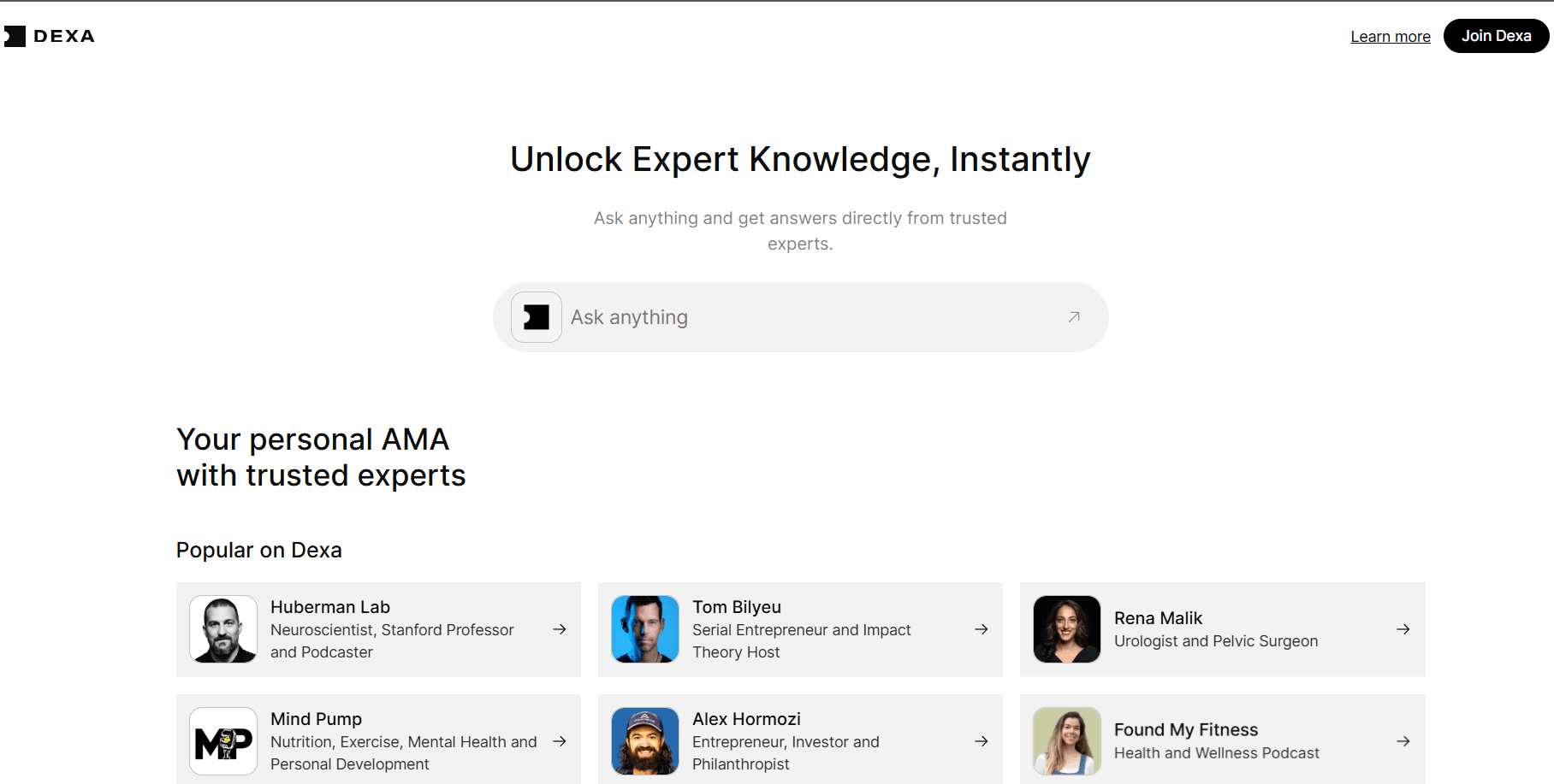 Dexa homepage